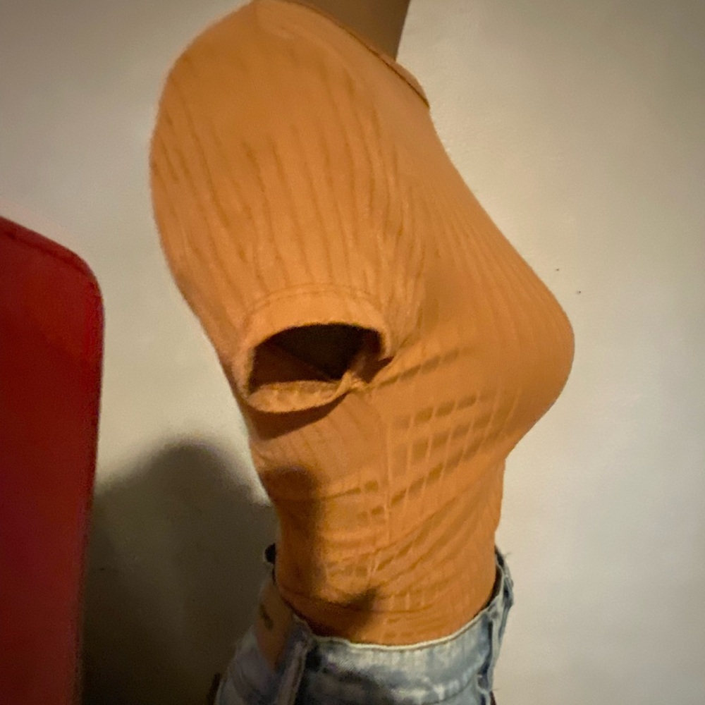 Orange Ribbed Women's Top - Picture 2 of 3